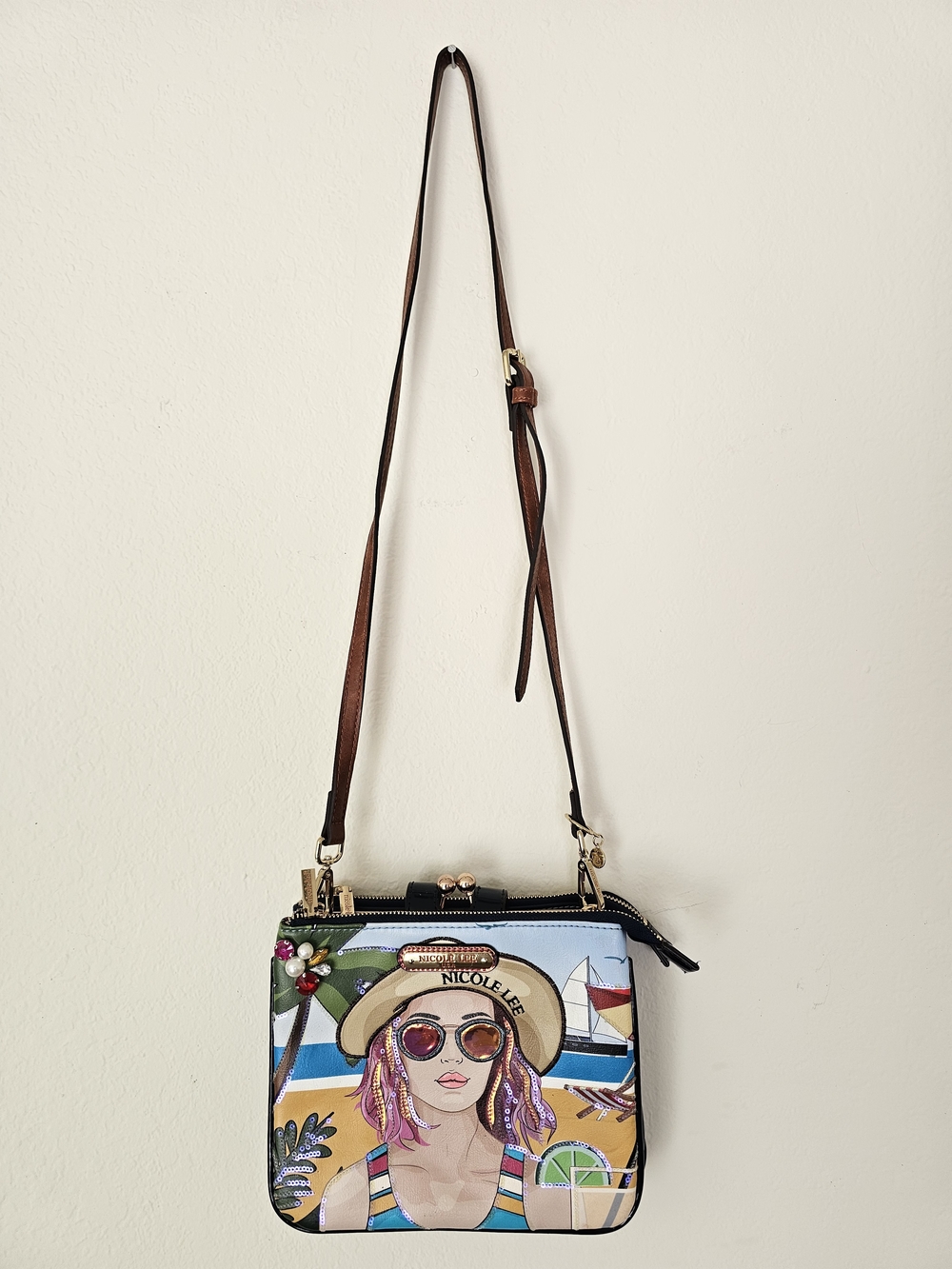 Nicole Lee Beach Portrait Crossbody Bag in Multicolor